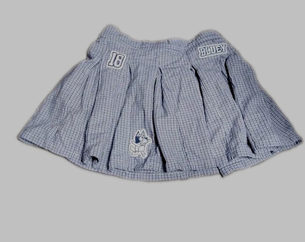 Bluey Plaid Cheer Skirt Blue White kids 14-16